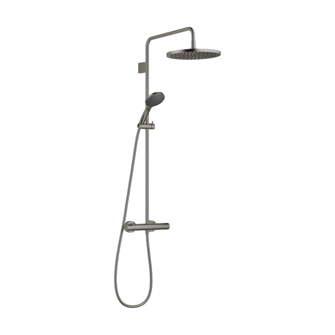 Dornbracht – Σύστημα Ντους – Showerpipe with shower thermostat with hand shower set FlowReduce 300 mm – Brushed Dark Platinum (34468979-99)