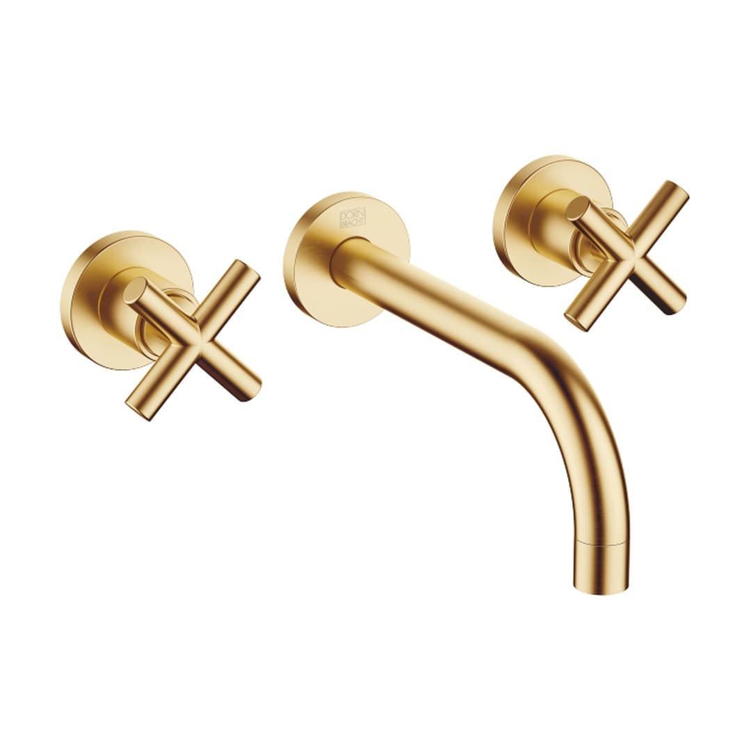 Dornbracht Tara – Μπαταρία Νιπτήρα Τοίχου – Wall-mounted basin mixer without pop-up waste – Brushed Durabrass (23kt Gold) (36712892-28)