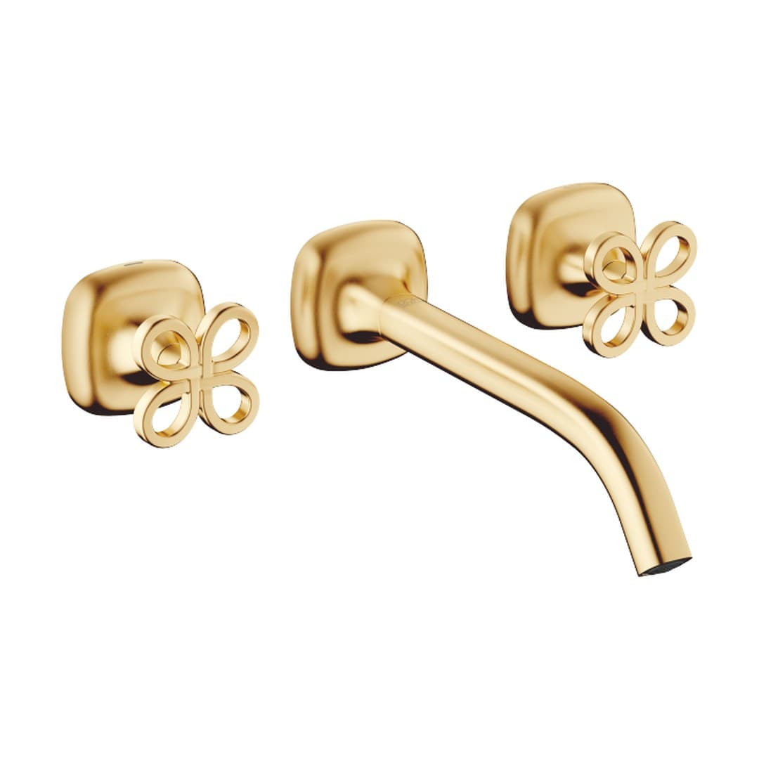 Dornbracht COYA – Μπαταρία Νιπτήρα Τοίχου – Wall-mounted basin mixer without pop-up waste – Brushed Durabrass (23kt Gold) (36717424-28)