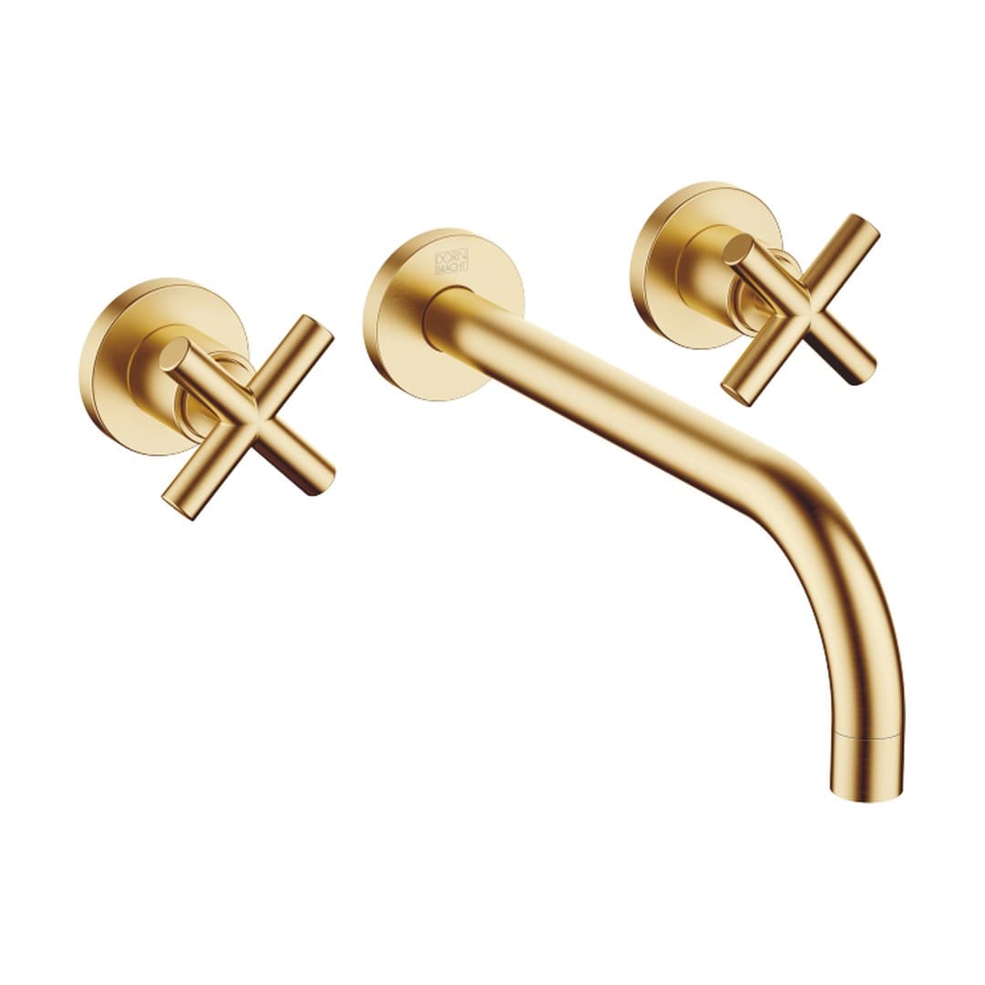 Dornbracht Tara – Μπαταρία Νιπτήρα Τοίχου – Wall-mounted basin mixer without pop-up waste – Brushed Durabrass (23kt Gold) (36717892-28)