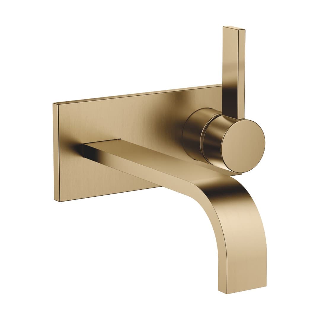 Dornbracht MEM – Μπαταρία Νιπτήρα Τοίχου – Wall-mounted single-lever basin mixer with cover plate without pop-up waste – Brushed Dark Brass (PVD) (36864782-39)