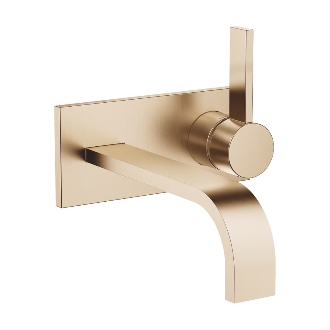 Dornbracht MEM – Μπαταρία Νιπτήρα Τοίχου – Wall-mounted single-lever basin mixer with cover plate without pop-up waste – Brushed Champagne (22kt Gold) (36864782-46)
