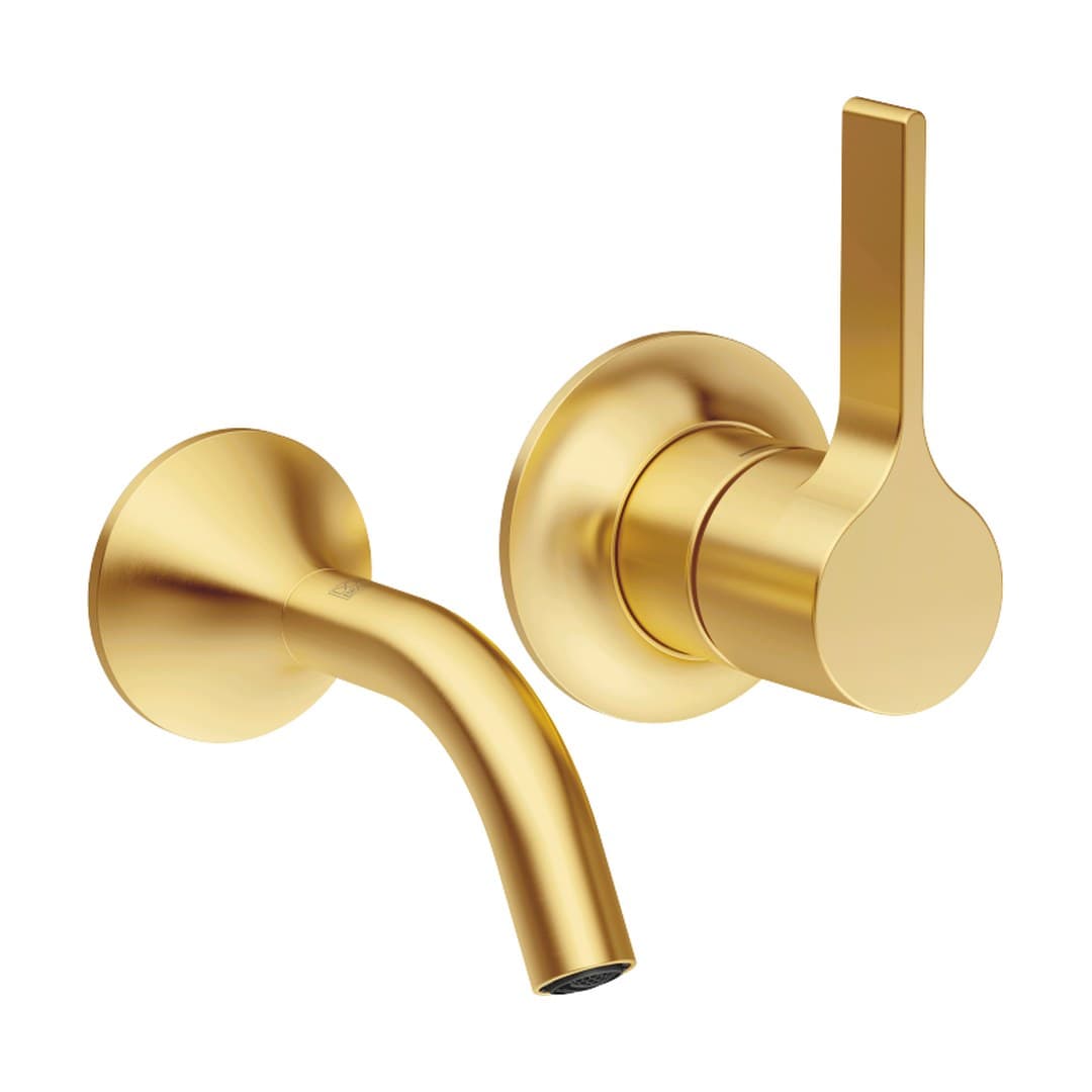 Dornbracht VAIA – Μπαταρία Νιπτήρα Τοίχου – Wall-mounted single-lever basin mixer without pop-up waste – Brushed Durabrass (23kt Gold) (36867809-28)