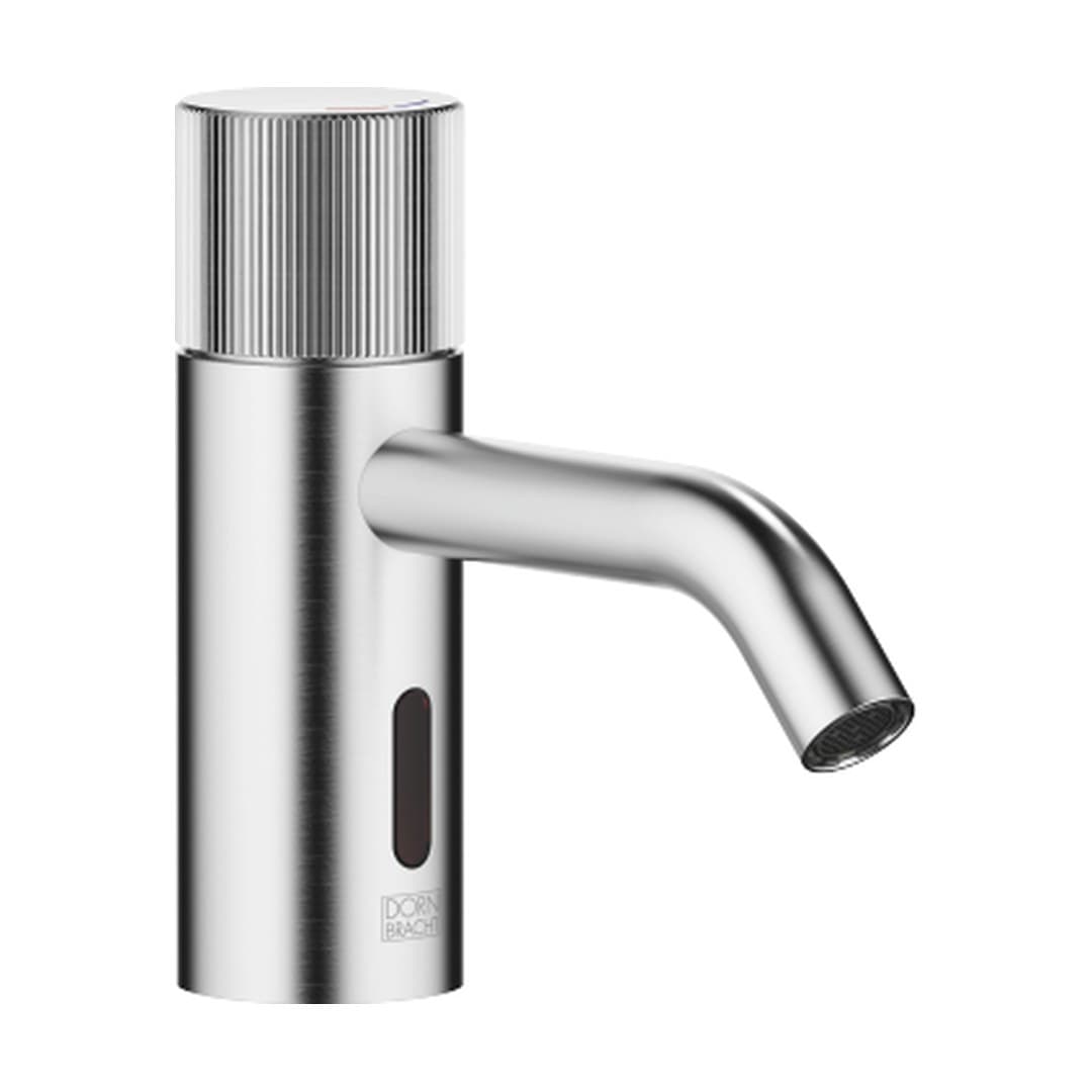 Dornbracht Meta – Μπαταρία Νιπτήρα – Touchfree Washstand fitting with electronic opening and closing function without pop-up waste – Brushed Chrome (44511660-93)