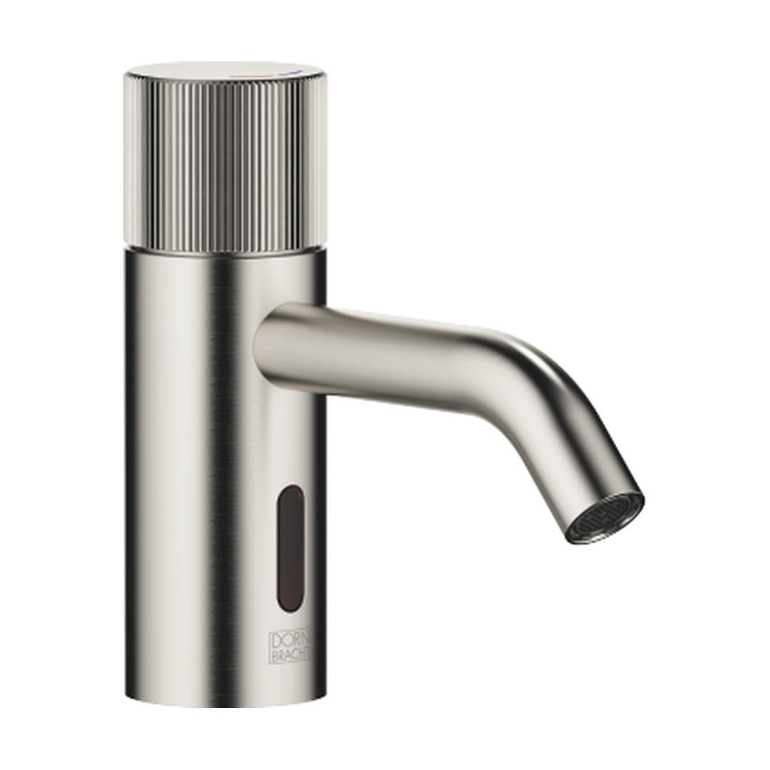 Dornbracht Meta – Μπαταρία Νιπτήρα – Touchfree Washstand fitting with electronic opening and closing function without pop-up waste – Brushed Platinum (44515660-06)