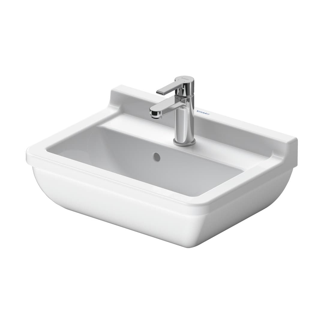 Duravit Starck 3 – Νιπτήρας Κρεμαστός – 500×360 mm, 1 οπή, με υπερχείλιση – White High Gloss (0300500000)