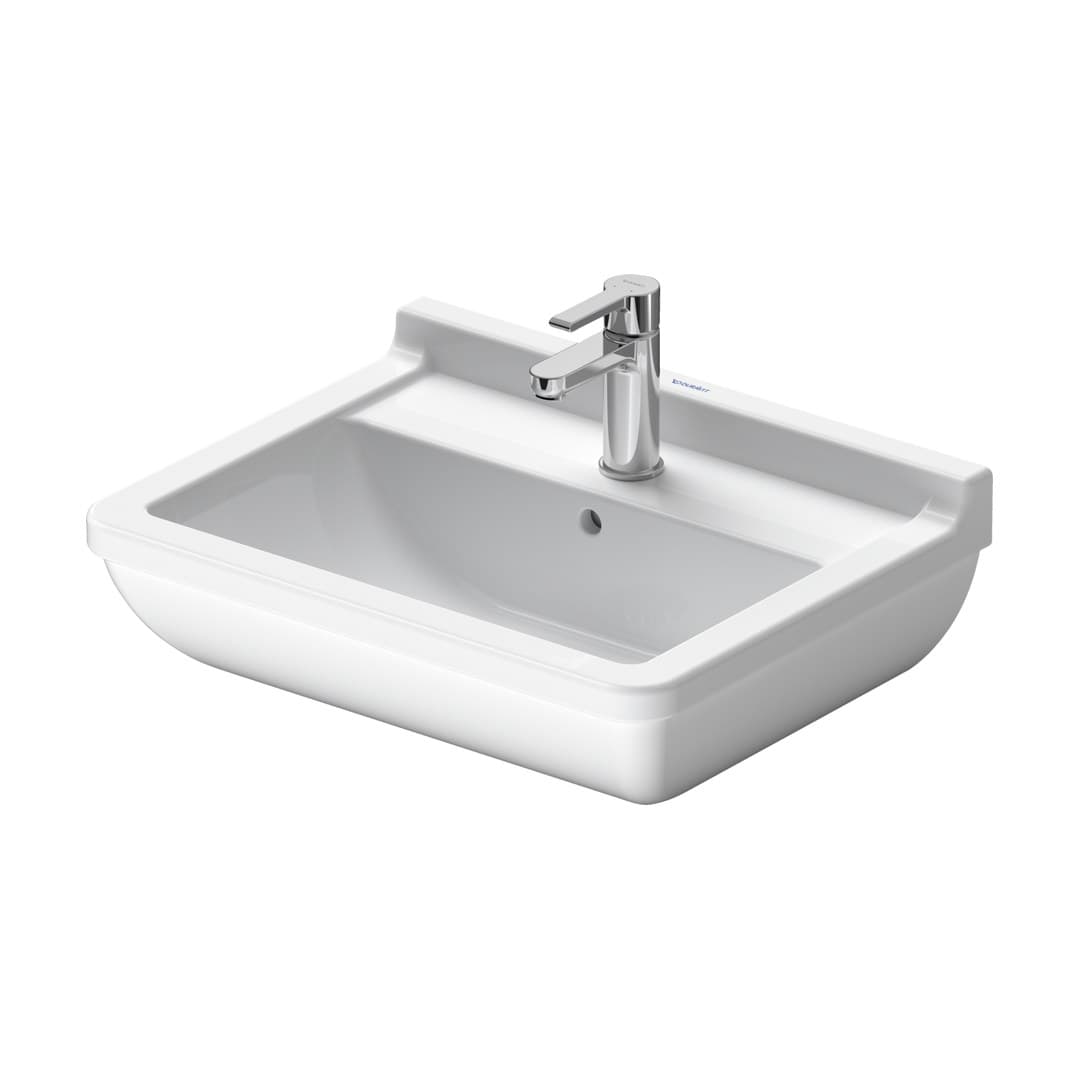 Duravit Starck 3 – Νιπτήρας Κρεμαστός – 550×430 mm, 1 οπή, με υπερχείλιση – White High Gloss (0300550000)