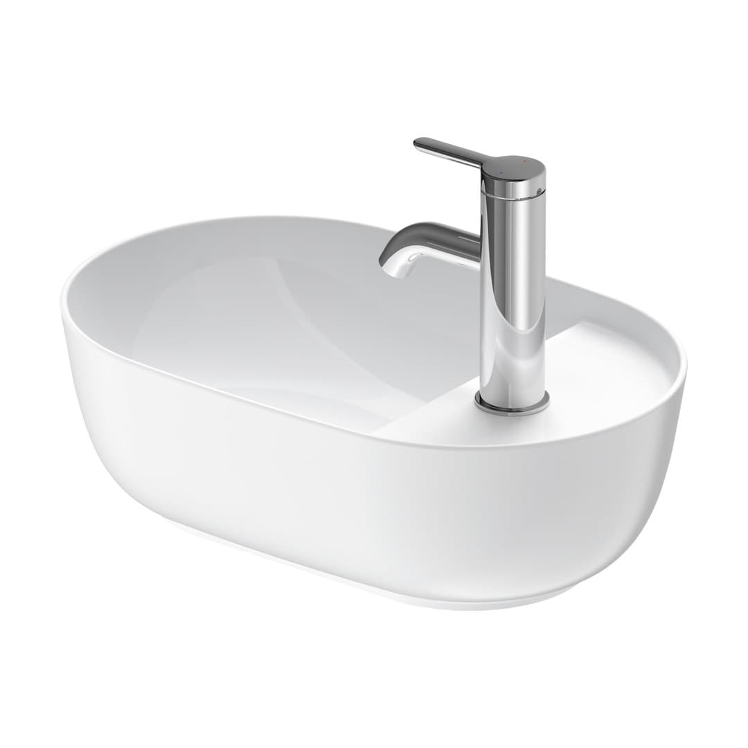 Duravit Luv – Νιπτήρας Επικαθήμενος – 420×270 mm, 1 οπή, χωρίς υπερχείλιση – White High Gloss, Satin Matt (0381422600)