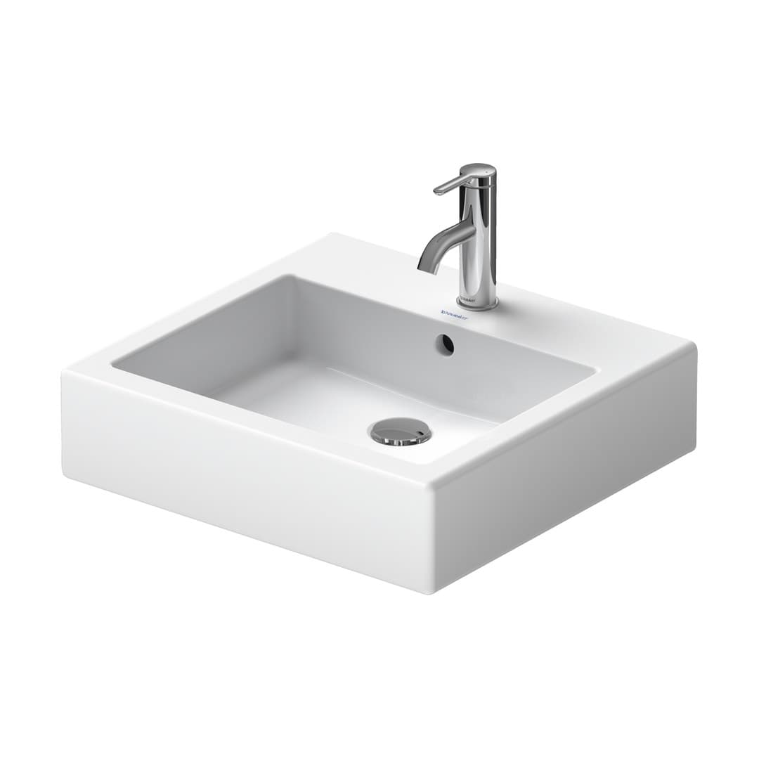 Duravit Vero – Νιπτήρας Κρεμαστός – 500×470 mm, 1 οπή, με υπερχείλιση, Wall-mounted – White High Gloss (0454500000)