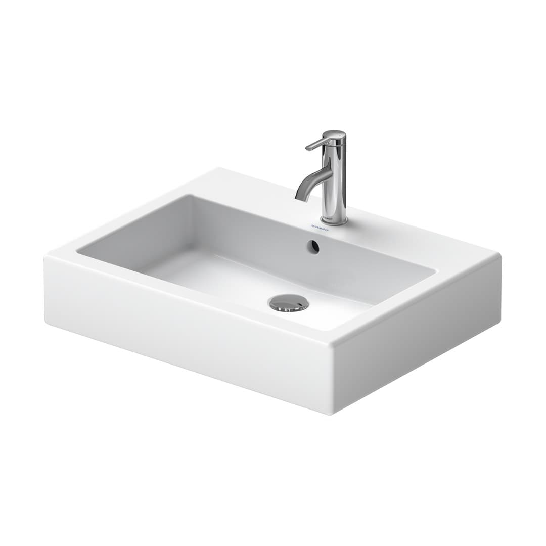 Duravit Vero – Νιπτήρας Κρεμαστός – 600×470 mm, 1 οπή, με υπερχείλιση, Wall-mounted – White High Gloss (0454600000)