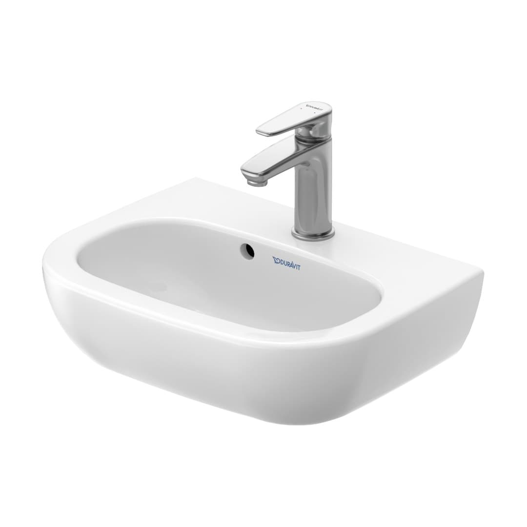 Duravit D-Code – Νιπτήρας Κρεμαστός – 450×340 mm, 1 οπή, με υπερχείλιση – White High Gloss (07054500002)