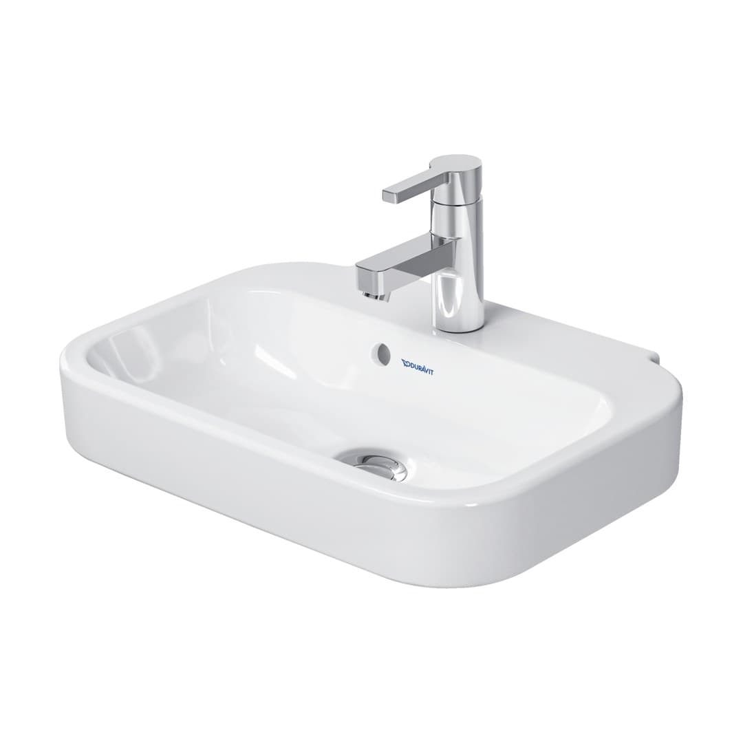 Duravit Happy D.2 – Νιπτήρας Κρεμαστός – 500×360 mm, 1 οπή, με υπερχείλιση – White High Gloss (0709500000)