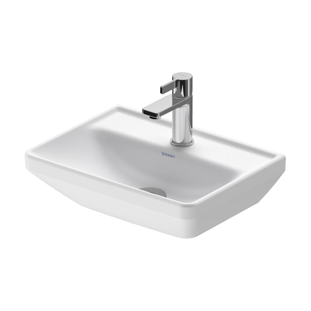 Duravit D-Neo – Νιπτήρας Κρεμαστός – 450×335 mm, 1 οπή, χωρίς υπερχείλιση – White Satin Matt (0738453241)
