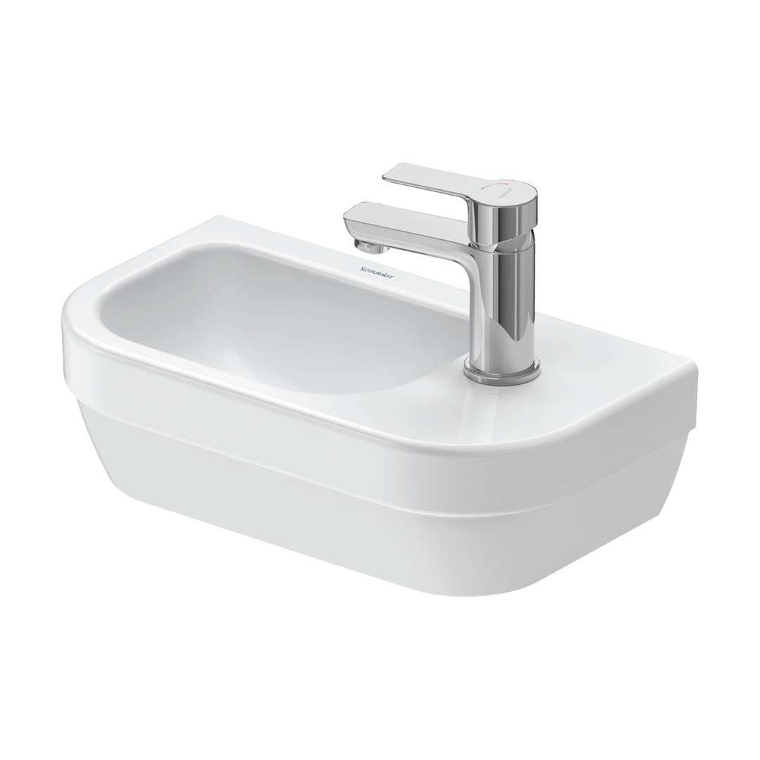 Duravit D-Code – Νιπτήρας Κρεμαστός – 400×220 mm, 1 οπή, χωρίς υπερχείλιση – White High Gloss (07494000412)
