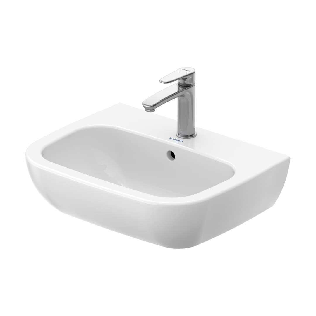 Duravit D-Code – Νιπτήρας Κρεμαστός – 550×430 mm, 1 οπή, με υπερχείλιση, σχήμα Semi-circular – White High Gloss (23105500002)