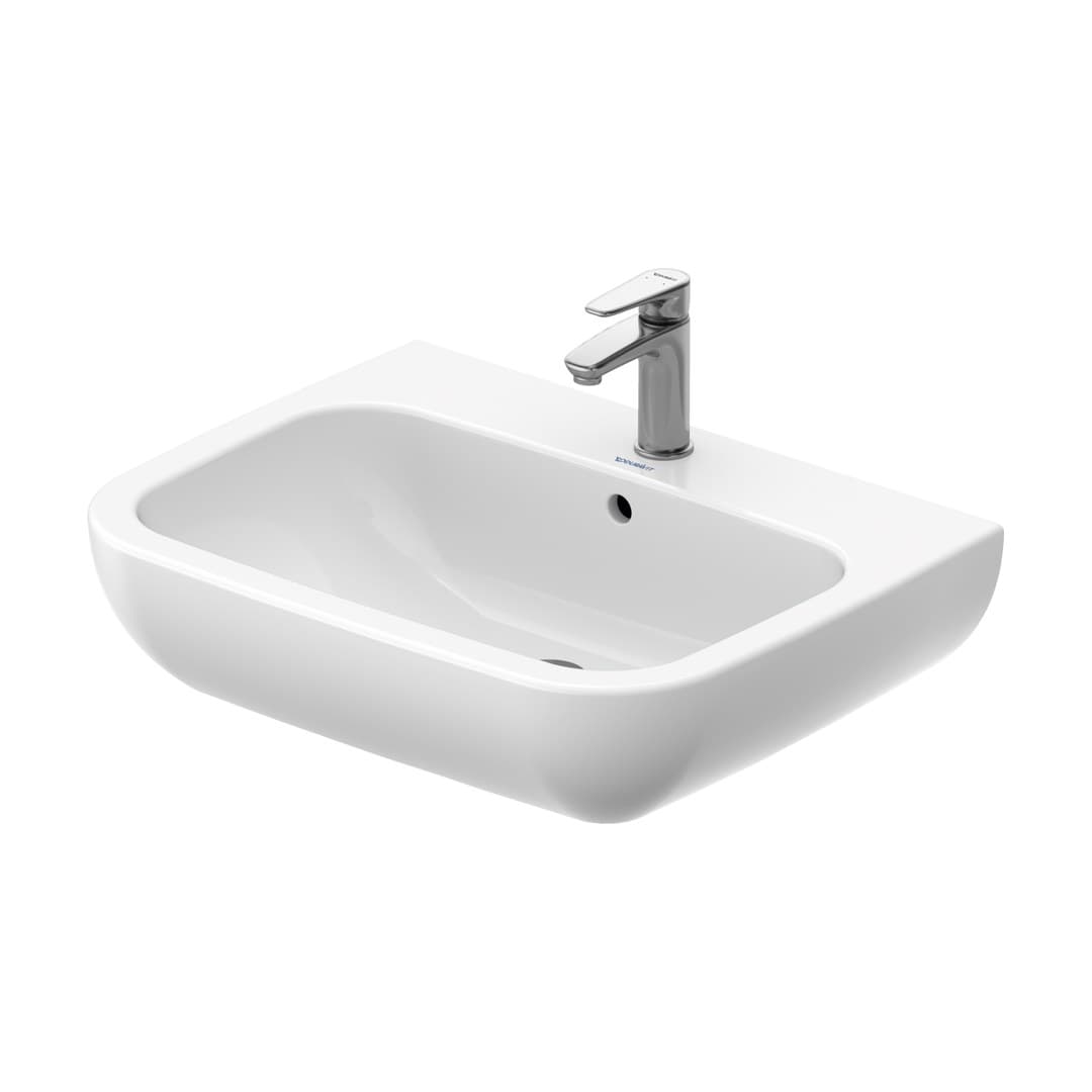 Duravit D-Code – Νιπτήρας Κρεμαστός – 650×500 mm, 1 οπή, με υπερχείλιση – White High Gloss (23106500002)