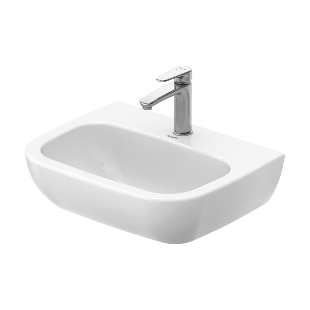 Duravit D-Code – Νιπτήρας Κρεμαστός – 550×430 mm, 1 οπή, χωρίς υπερχείλιση – White High Gloss (23115500002)