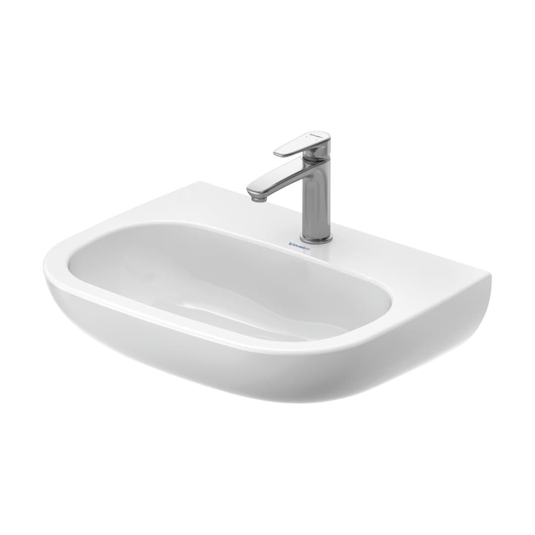 Duravit D-Code – Νιπτήρας Κρεμαστός – 600×460 mm, 1 οπή, χωρίς υπερχείλιση – White High Gloss (23116000002)