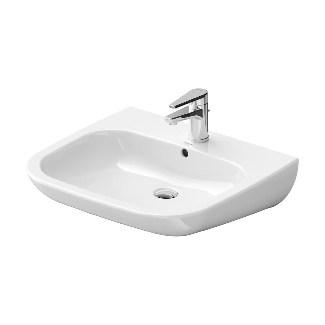 Duravit D-Code – Νιπτήρας Κρεμαστός – 600×555 mm, 1 οπή, με υπερχείλιση – White High Gloss (23126000002)