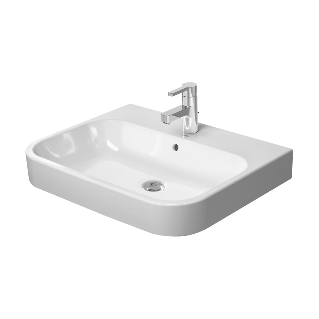 Duravit Happy D.2 – Νιπτήρας Κρεμαστός – 650×505 mm, 1 οπή, με υπερχείλιση, Wall-mounted – White High Gloss (2318650000)