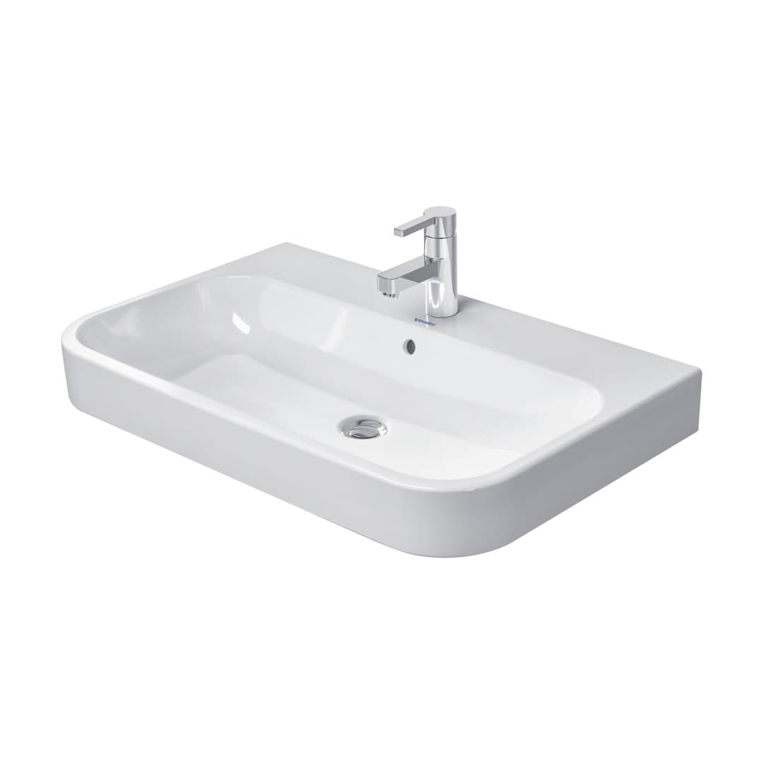 Duravit Happy D.2 – Νιπτήρας Κρεμαστός – 800×505 mm, 1 οπή, με υπερχείλιση, Wall-mounted and countertop – White High Gloss (2318800027)