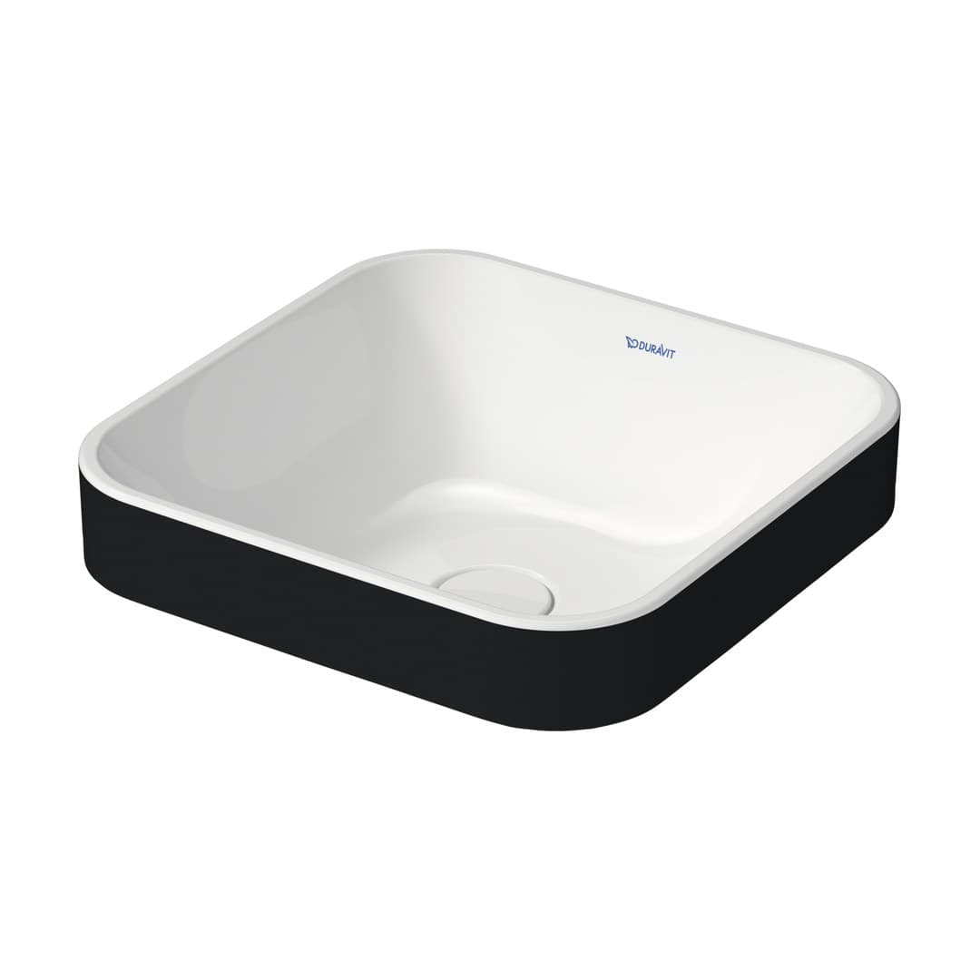 Duravit Happy D.2 – Νιπτήρας Επικαθήμενος – 400×400 mm, χωρίς οπή, χωρίς υπερχείλιση – White High Gloss, Anthracite Matt (2359406100)