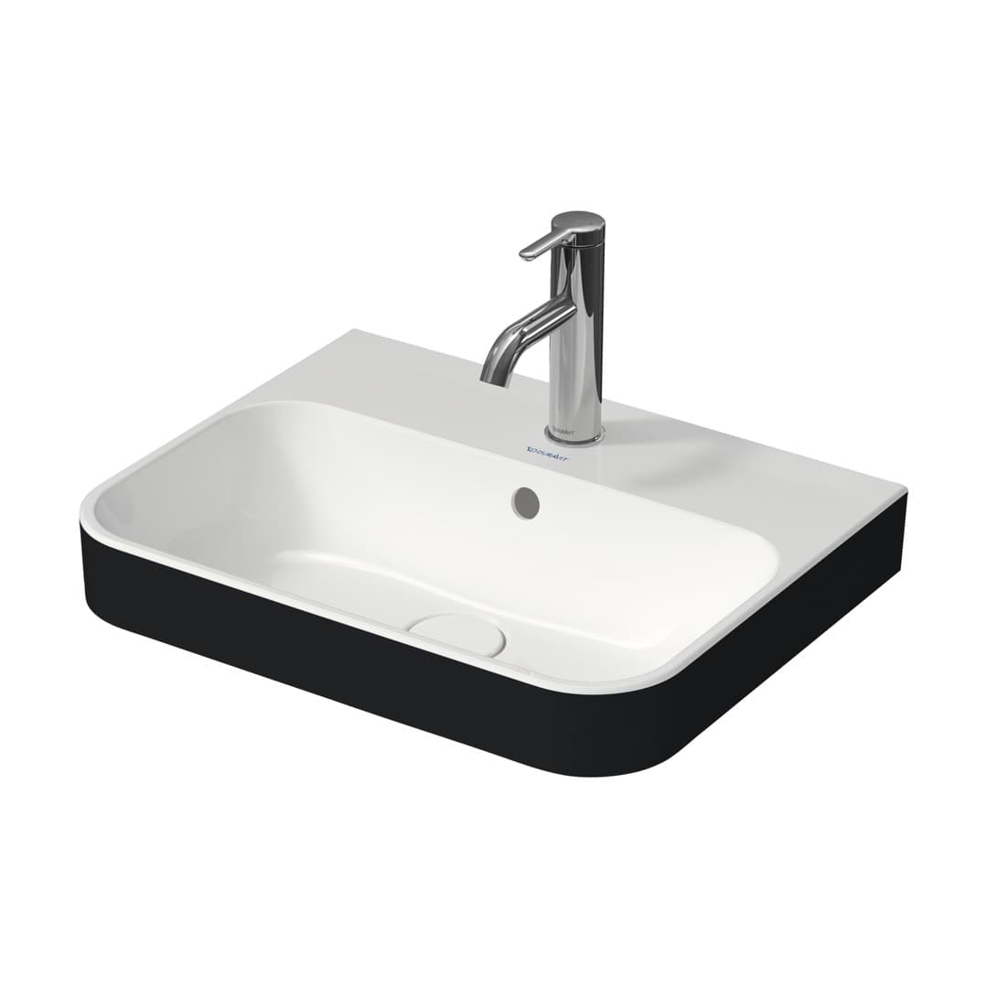 Duravit Happy D.2 – Νιπτήρας Επικαθήμενος – 500×400 mm, 1 οπή, με υπερχείλιση – White High Gloss, Anthracite Matt (2360506100)