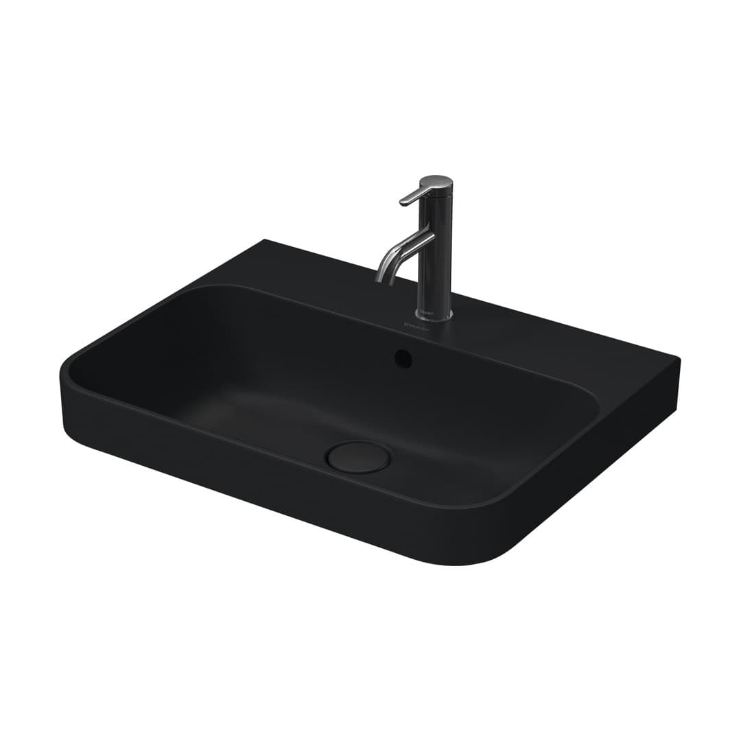 Duravit Happy D.2 – Νιπτήρας Επικαθήμενος – 600×460 mm, 1 οπή, με υπερχείλιση – Anthracite Matt (2360601300)