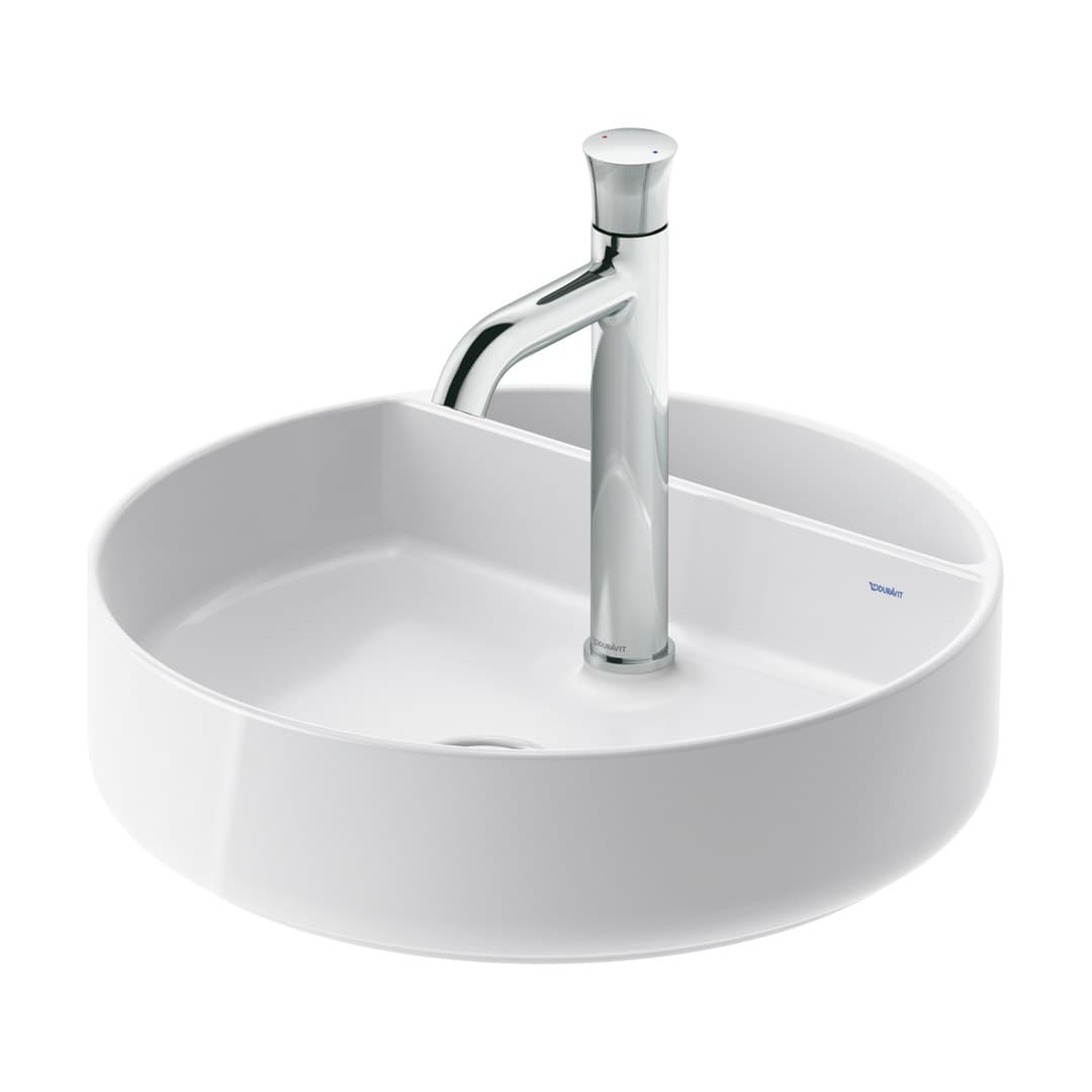 Duravit Bento Starck Box – Νιπτήρας Επικαθήμενος – 460×460 mm, 1 οπή, χωρίς υπερχείλιση – White High Gloss, HygieneGlaze (2380462041)