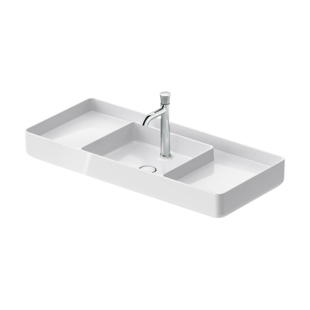 Duravit Bento Starck Box – Νιπτήρας Επικαθήμενος – 1040×460 mm, 1 οπή, χωρίς υπερχείλιση – White High Gloss, HygieneGlaze (2381102071)