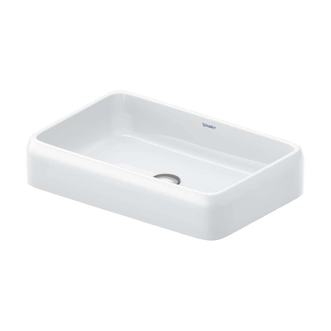 Duravit Collection One – Νιπτήρας Επικαθήμενος – 600×400 mm, χωρίς οπή, χωρίς υπερχείλιση, σχήμα Rectangular – White High Gloss (2383600079)