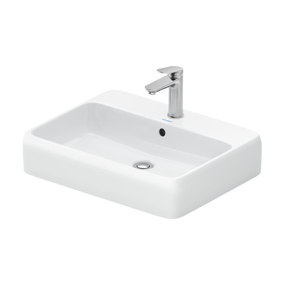 Duravit Collection One – Νιπτήρας Επικαθήμενος – 600×470 mm, 1 οπή, με υπερχείλιση – White High Gloss (2385600027)