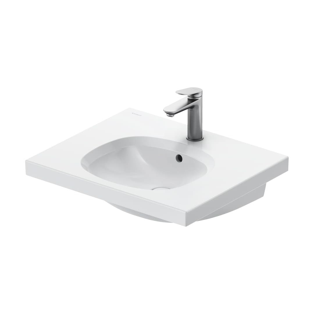 Duravit Aurena – Νιπτήρας Κρεμαστός – 600×500 mm, 1 οπή, με υπερχείλιση – White High Gloss, DuraShield (238760AA00)