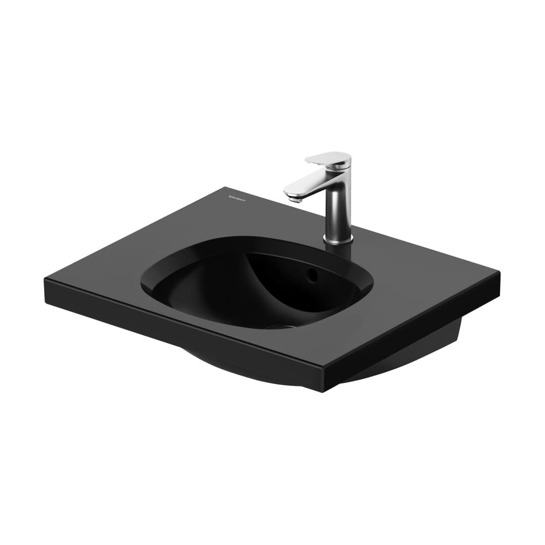 Duravit Aurena – Νιπτήρας Κρεμαστός – 600×500 mm, 1 οπή, με υπερχείλιση – Black High Gloss, DuraShield (238760AB00)