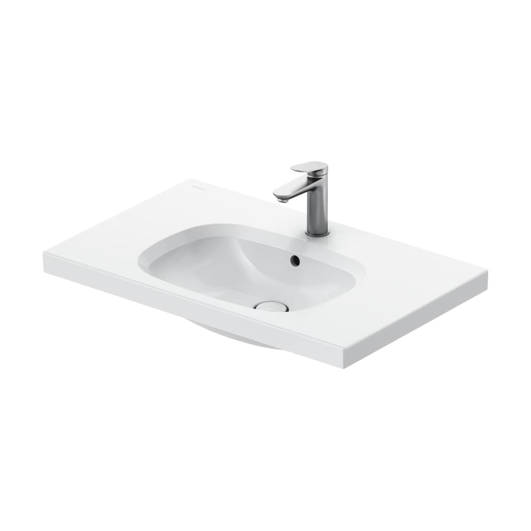 Duravit Aurena – Νιπτήρας Κρεμαστός – 800×500 mm, 1 οπή, με υπερχείλιση – White High Gloss, DuraShield (238780AA00)