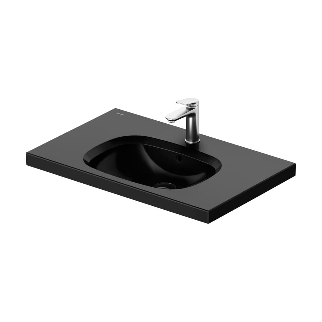 Duravit Aurena – Νιπτήρας Κρεμαστός – 800×500 mm, 1 οπή, με υπερχείλιση – Black High Gloss, DuraShield (238780AB00)