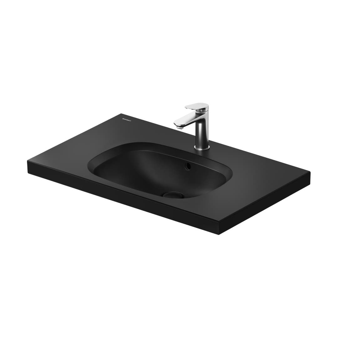 Duravit Aurena – Νιπτήρας Κρεμαστός – 800×500 mm, 1 οπή, με υπερχείλιση – Black Matt, DuraShield (238780AF00)