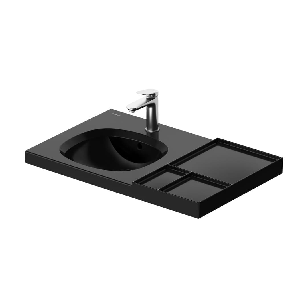 Duravit Aurena – Νιπτήρας Επίπλου – 800×500 mm, 1 οπή, με υπερχείλιση – Black High Gloss, DuraShield (238980AB00)