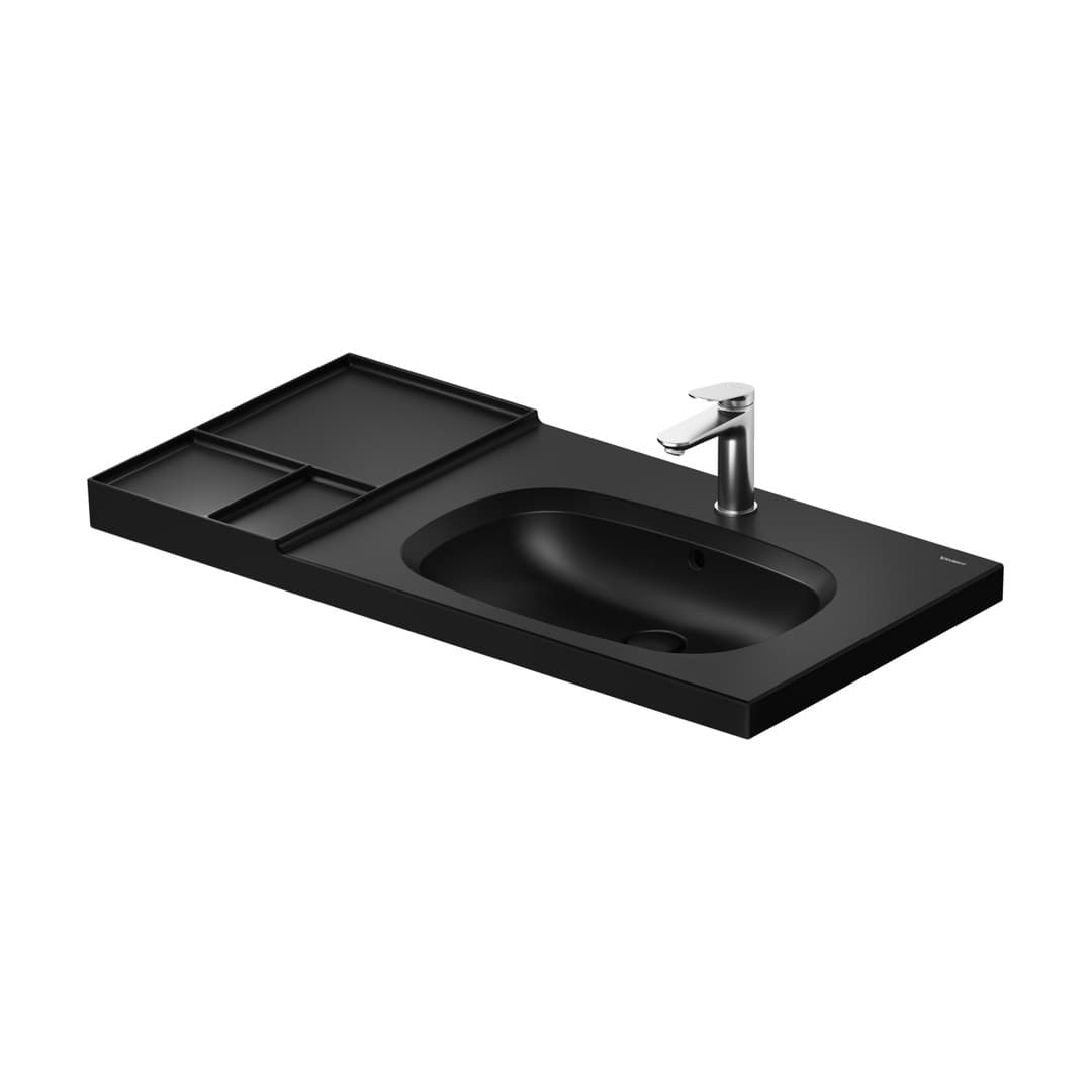 Duravit Aurena – Νιπτήρας Επίπλου – 1000×500 mm, 1 οπή, με υπερχείλιση, γούρνα δεξιά – Black Matt, DuraShield (239010AF00)