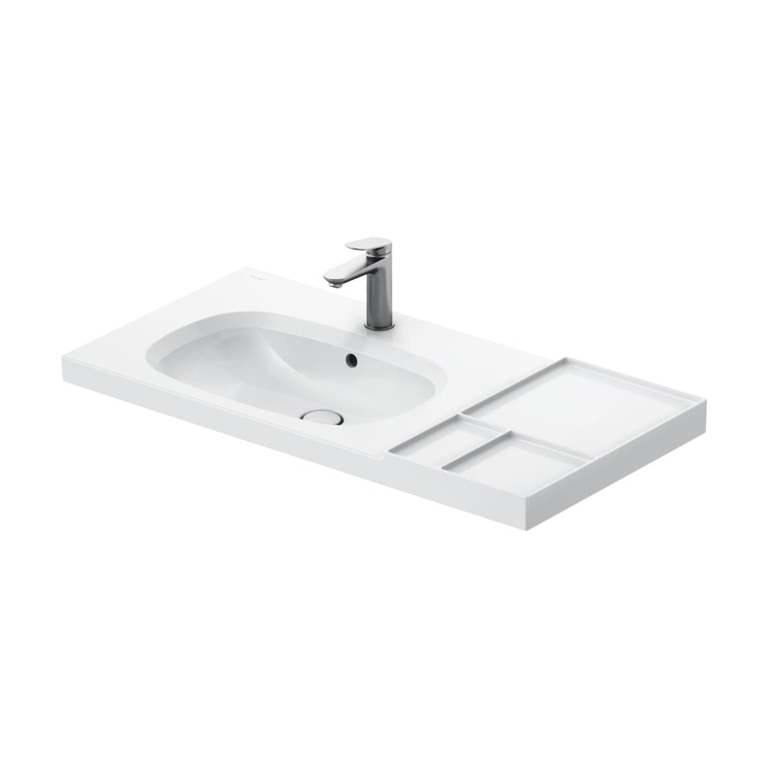 Duravit Aurena – Νιπτήρας Επίπλου – 1000×500 mm, 1 οπή, με υπερχείλιση, γούρνα αριστερά – White High Gloss, DuraShield (239110AA00)