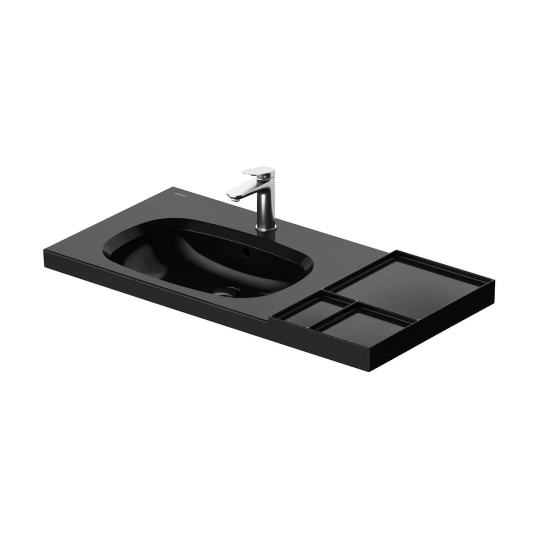 Duravit Aurena – Νιπτήρας Επίπλου – 1000×500 mm, 1 οπή, με υπερχείλιση, γούρνα αριστερά – Black High Gloss, DuraShield (239110AB00)