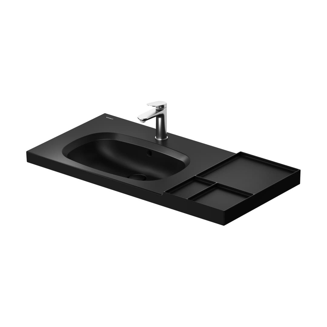 Duravit Aurena – Νιπτήρας Επίπλου – 1000×500 mm, 1 οπή, με υπερχείλιση, γούρνα αριστερά – Black Matt, DuraShield (239110AF00)