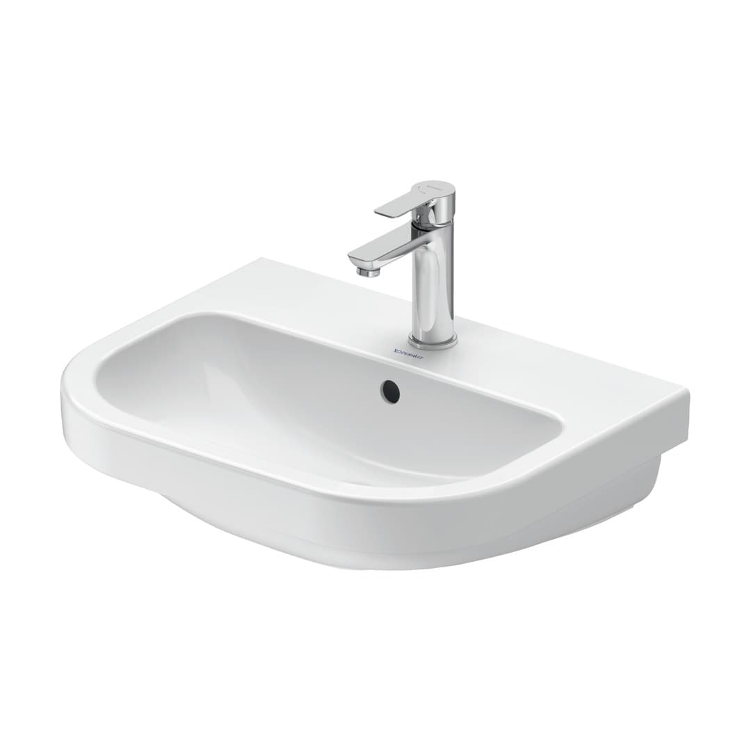 Duravit D-Code – Νιπτήρας Κρεμαστός – 550×430 mm, 1 οπή, με υπερχείλιση, σχήμα Rectangular – White High Gloss (23985500002)