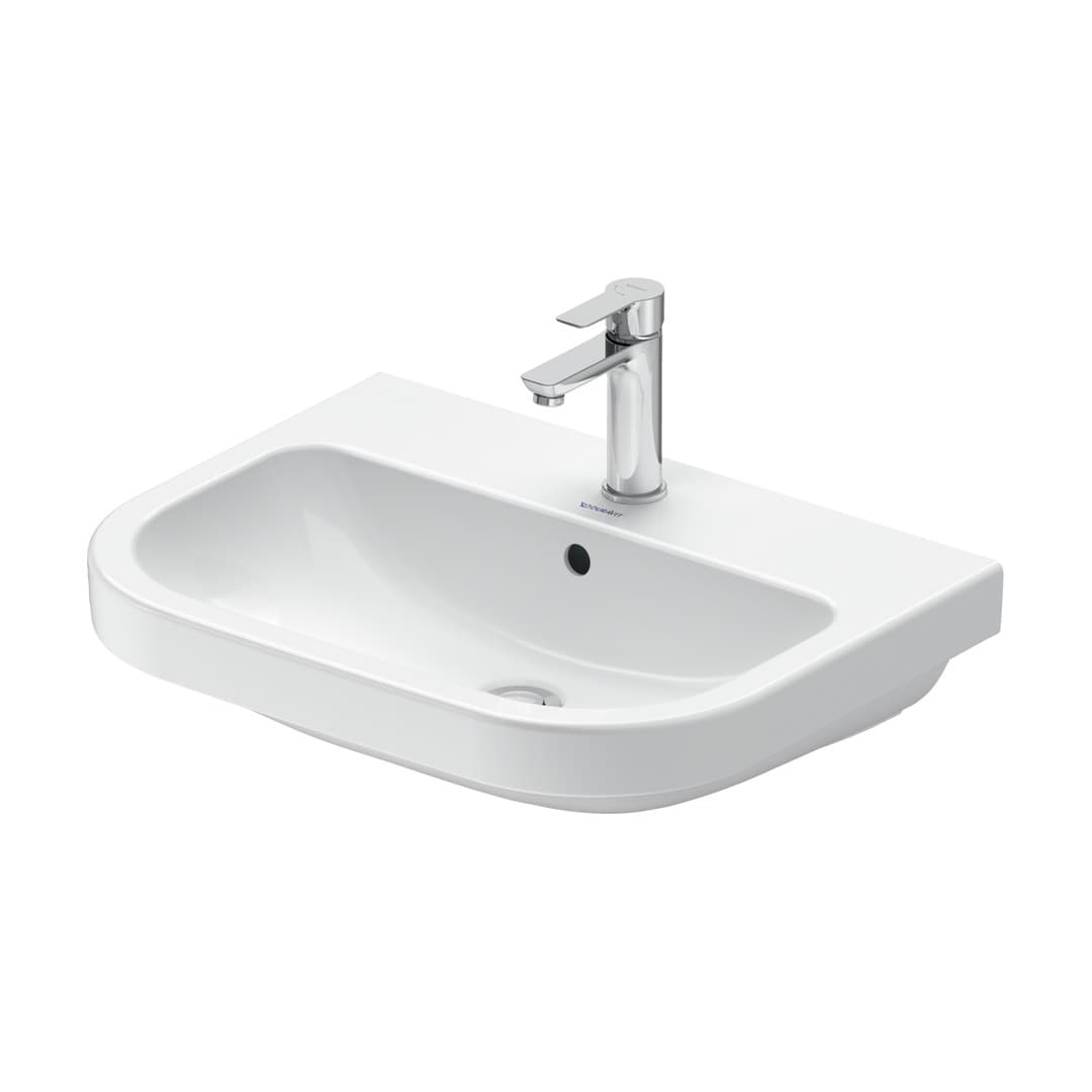 Duravit D-Code – Νιπτήρας Κρεμαστός – 600×460 mm, 1 οπή, με υπερχείλιση, σχήμα Rectangular – White High Gloss (23986000002)