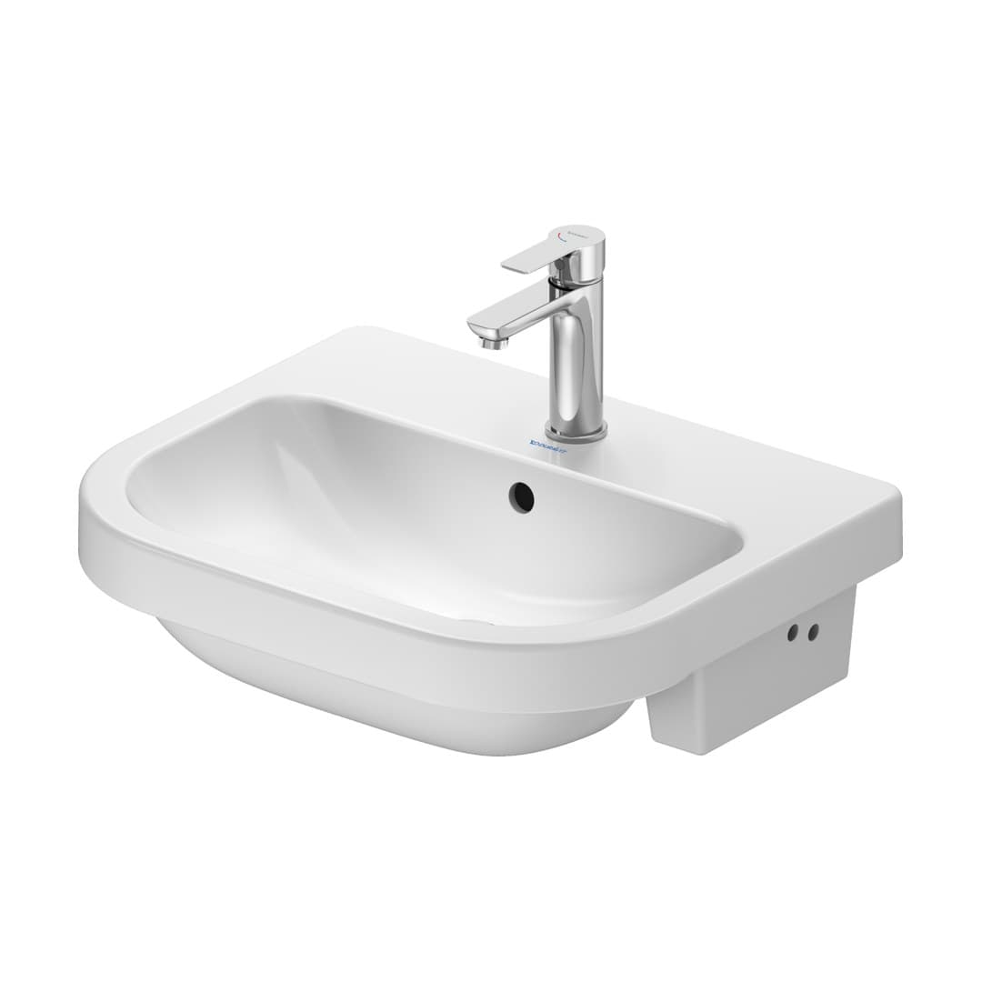 Duravit D-Code – Νιπτήρας Ημιένθετος – 550×455 mm, 1 οπή, με υπερχείλιση – White High Gloss (24035500002)