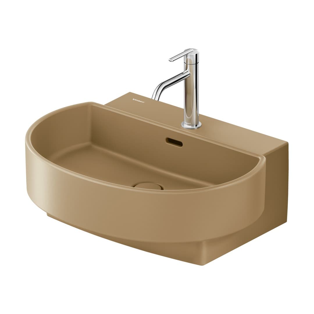 Duravit Balcoon – Νιπτήρας Κρεμαστός – 600×480 mm, 1 οπή, με υπερχείλιση, σχήμα D-shaped – Clay terra Matt, DuraShield (241160AM00)