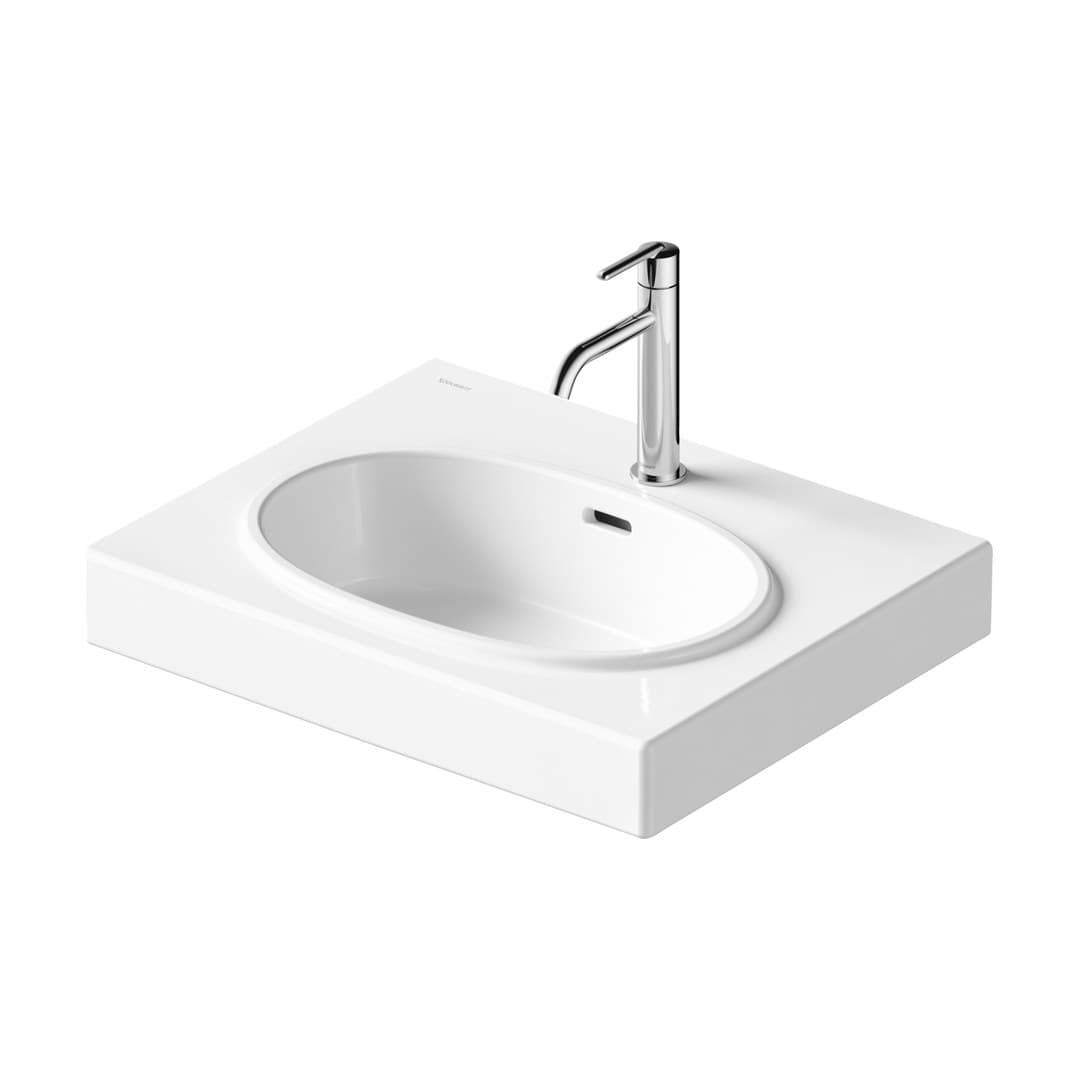 Duravit Balcoon – Νιπτήρας Κρεμαστός – 600×480 mm, 1 οπή, με υπερχείλιση – White High Gloss, DuraShield (241260AA00)