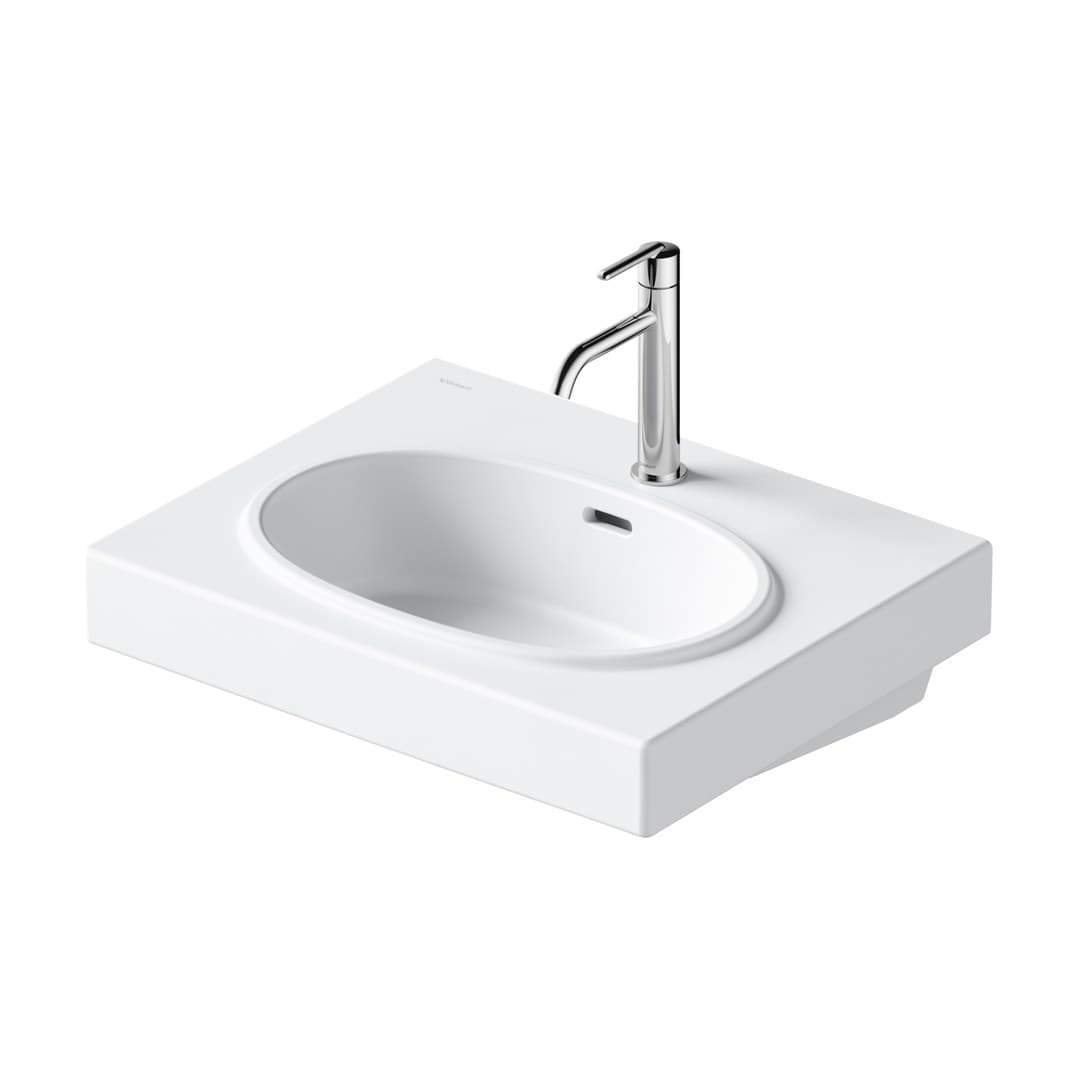 Duravit Balcoon – Νιπτήρας Κρεμαστός – 600×480 mm, 1 οπή, με υπερχείλιση, σχήμα Square – White Satin Matt, DuraShield (241260AC00)