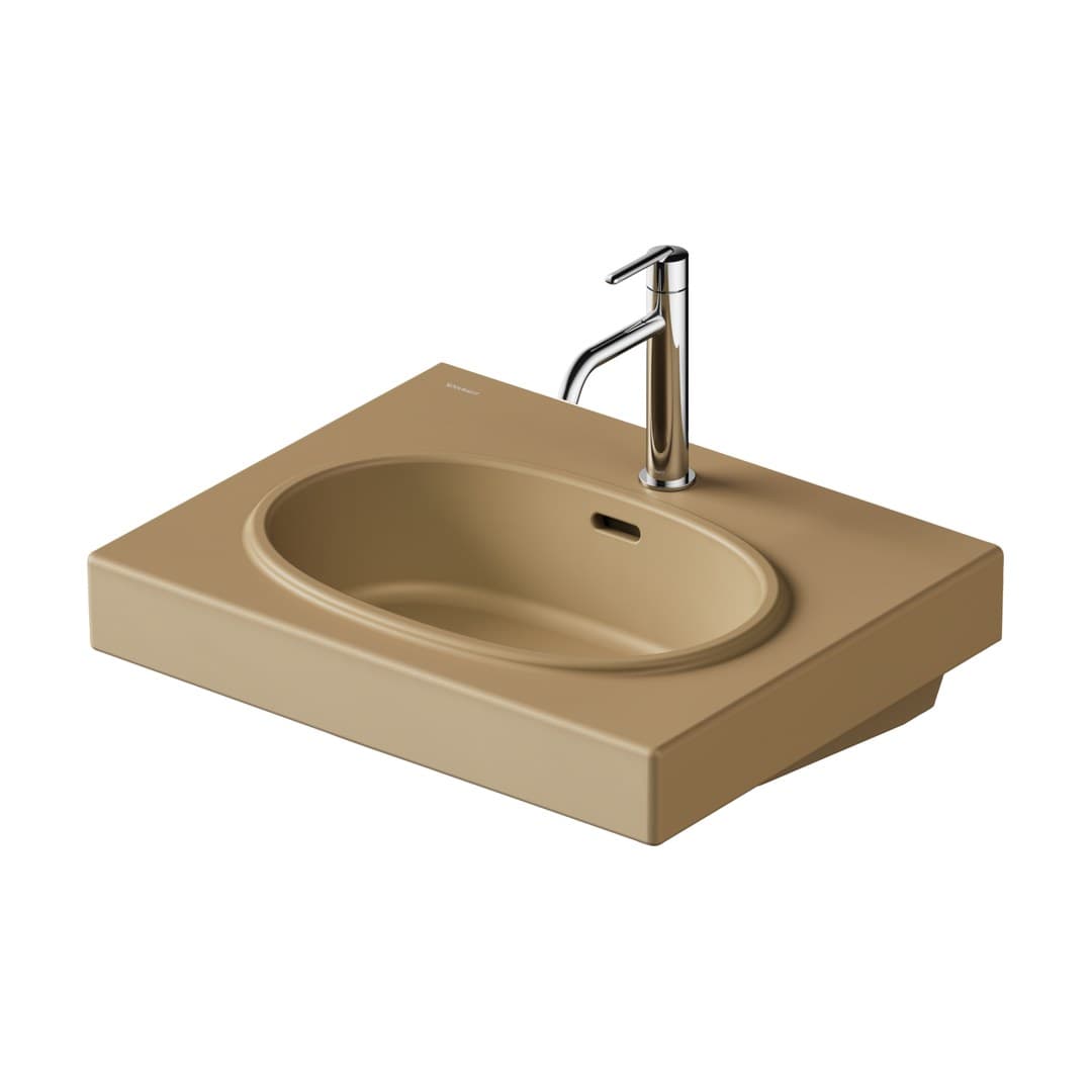 Duravit Balcoon – Νιπτήρας Κρεμαστός – 600×480 mm, 1 οπή, με υπερχείλιση, σχήμα Square – Clay terra Matt, DuraShield (241260AM00)
