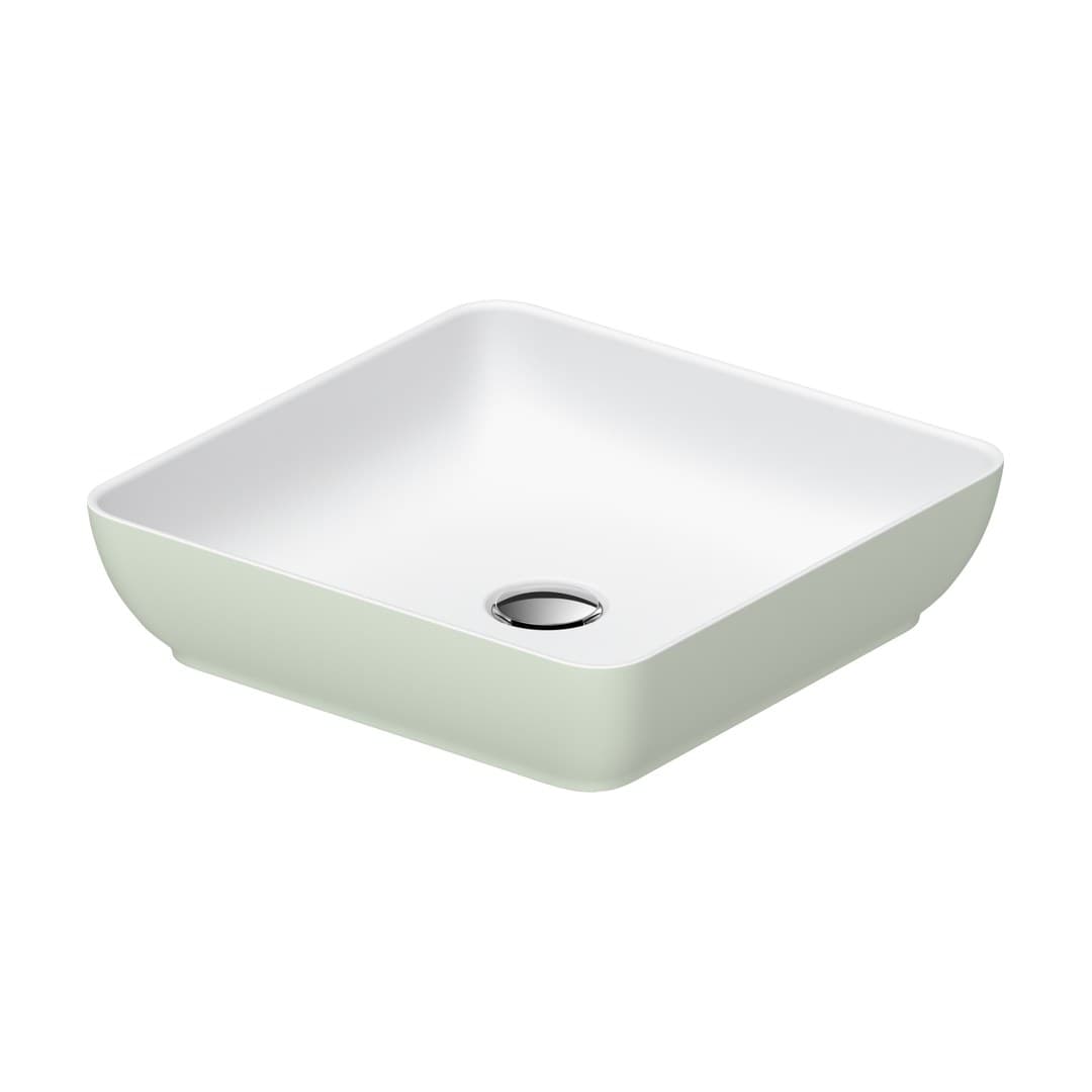 Duravit Sivida – Νιπτήρας Επικαθήμενος – 400×400 mm, χωρίς οπή, χωρίς υπερχείλιση, σχήμα Square – White Satin Matt, Pale Green Matt (266001FH00)